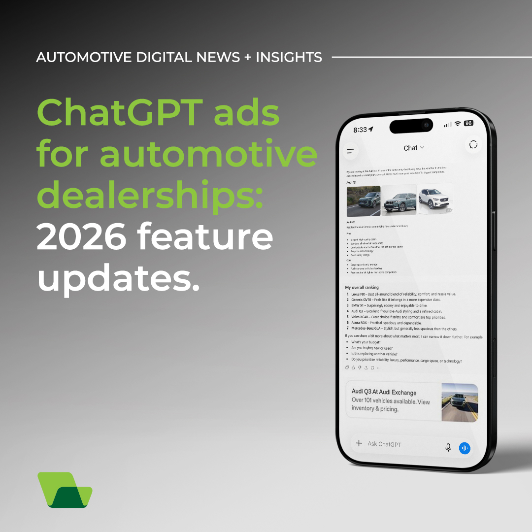 ChatGPT ads for automotive dealerships: 2026 feature updates.