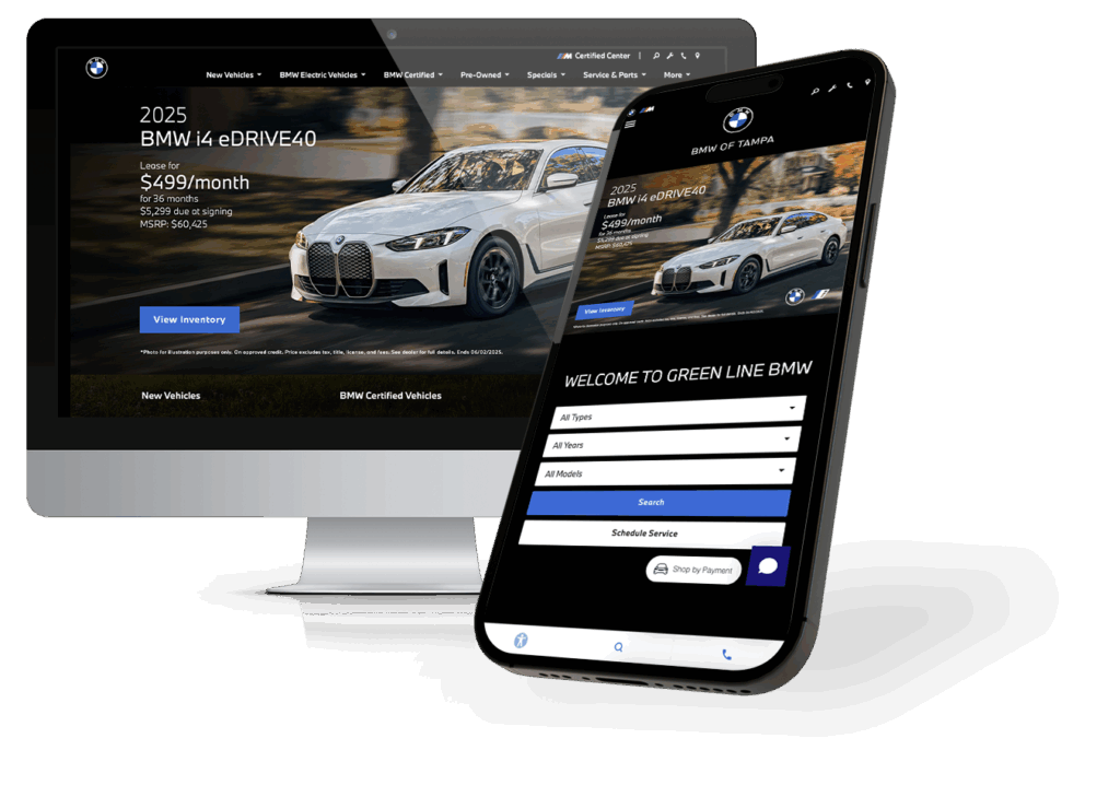Computer and Iphone displaying dealership website