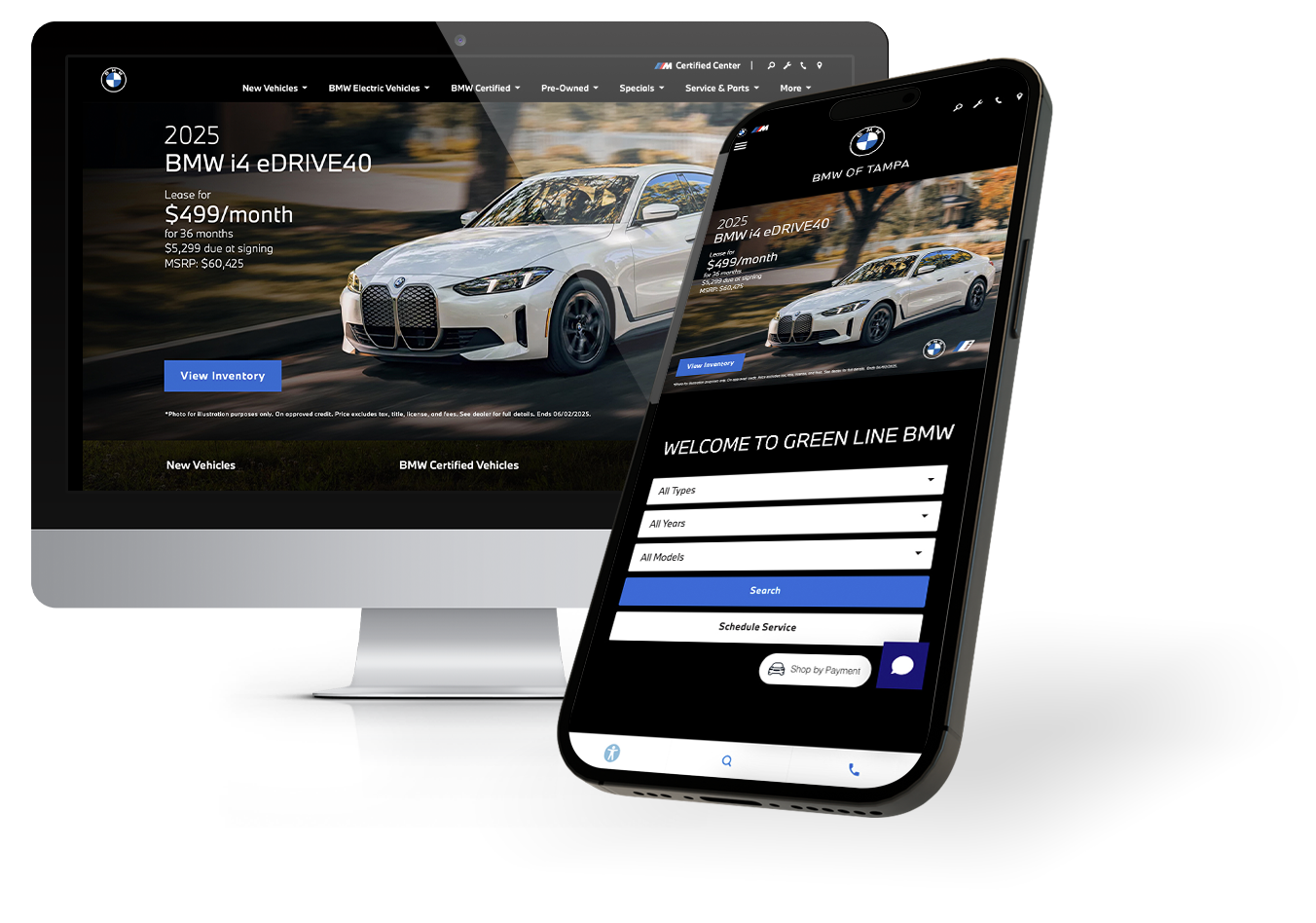 Computer and Iphone displaying dealership website
