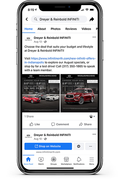 Dealership Facebook Example on Mobile